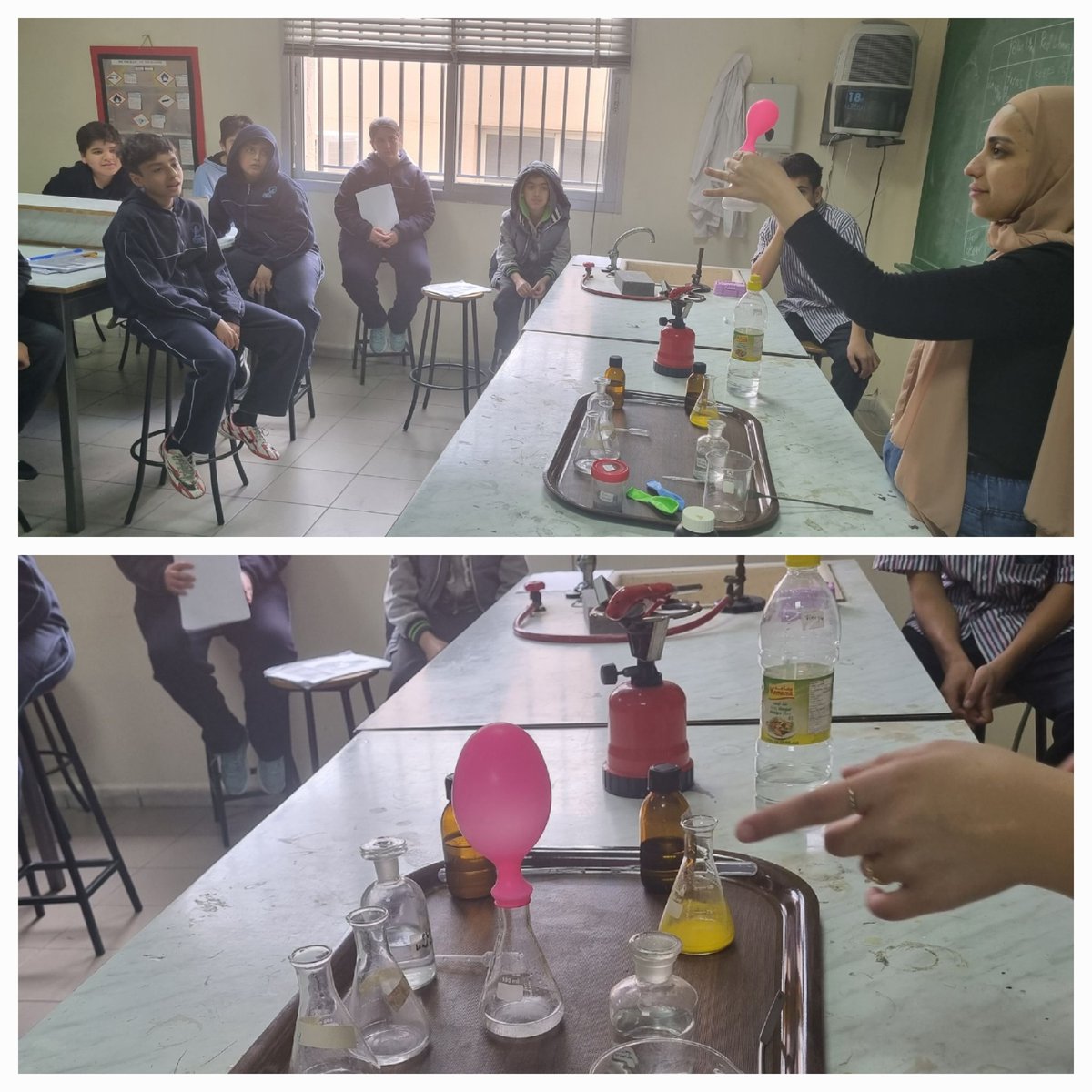 TahaniDandashli's tweet photo. Grade 7 students are verifying different chemical reactions and their signs.
@SihamNoueiry @MakassedSaida
#Lab_work https://t.co/LHxSTNfs86