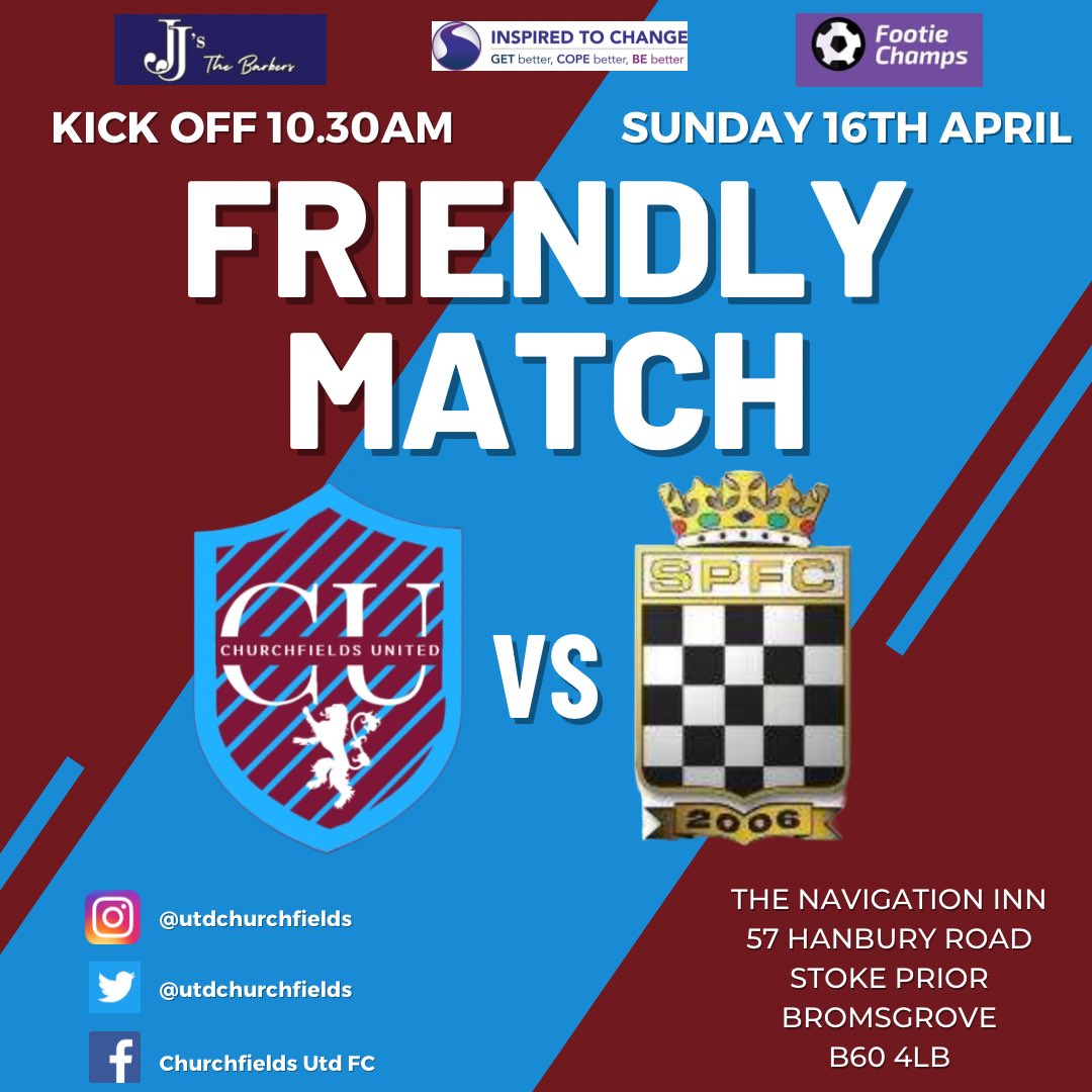 This Sunday we have a friendly against <a href="/StokePriorFC/">Stoke Prior FC</a>! 10.30KO at the Navi! #UTC⛪️