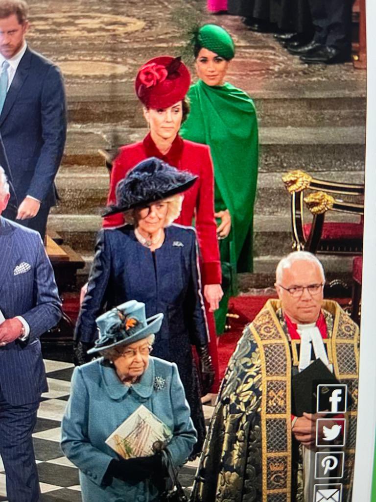 Remember this picture 2020 at Westminster Abbey - in the following three years Meghan stabbed the Queen in the back telling Oprah the royal family was racist, humiliated Kate in her Netflix series then she and Harry threw Camilla under the bus in his book Spare.  Self appointed