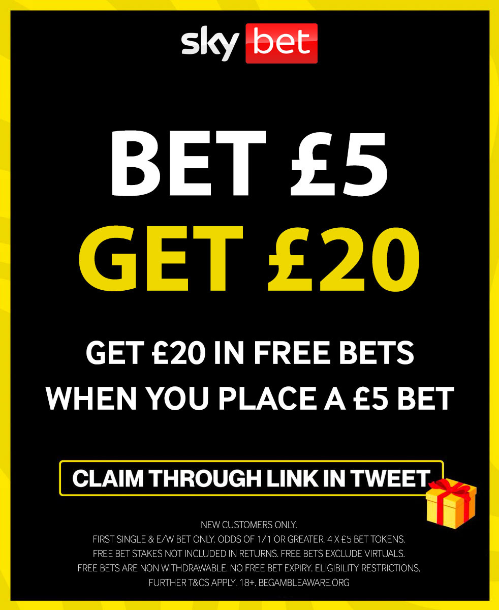 🏁 - 1.45 Aintree 🏇Banbridge - NAP Create a SkyBet account, place £5 on this race and you’ll get £20 in free bets to use at Aintree this week Claim here: bit.ly/RT-SkyBet 18+, gamble responsibly. #AD