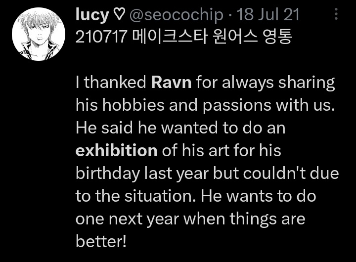 He once said he want to do an exhibition 🥺📸

RVArt EXHIBITION Soon 🔥
#RAVN #레이븐