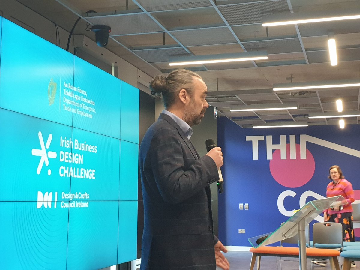 circuleire's tweet photo. @tomwatt @DCCIreland kicking off proceedings at #irishdesignchallenge in @TCDTangent https://t.co/1jPBgb6t5x
