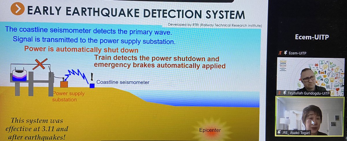 Rokatia's tweet photo. Started webinar on Resilience in Public Transport: Lessons Learnt from Earthquakes and Other Natural Disasters with #JREAST experience presented by Asako TOGARI @UITPnews @feygunf https://t.co/sK5Iw7Pv1e