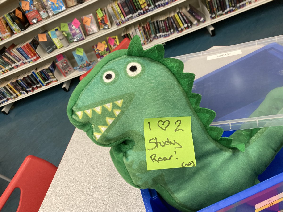 StNiniansLib's tweet photo. Coming in to study? Ask for the #StudyBox full of bits & bobs to keep you on the right track - grab a free pencil or some post its. Need some paper? Or study cards? Take some! Need a hug? Derek the Christmas dinosaur is your pal! Also includes random stuff I found in the library! https://t.co/DclxddO4kl