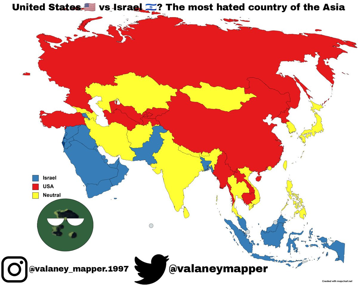 valaneymapper's tweet photo. United States 🇺🇲 vs Israel 🇮🇱? The most hated country in the Asia
Like, comment, share and save
Follow to @valaneymapper for more
Tags:
#map #mapper #geography #maps #cartography #geografia #mapmaker #mapchart #geographer #travel #world #Asia #USA #Israel #like4like https://t.co/0GJdECt3yB