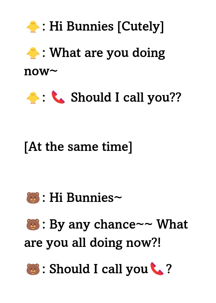 nwjns_phoning_'s tweet photo. 💬 230414 | 🐻🐥 chat update

[05:04 ~ 05:06pm KST] https://t.co/An1t28m4Fs