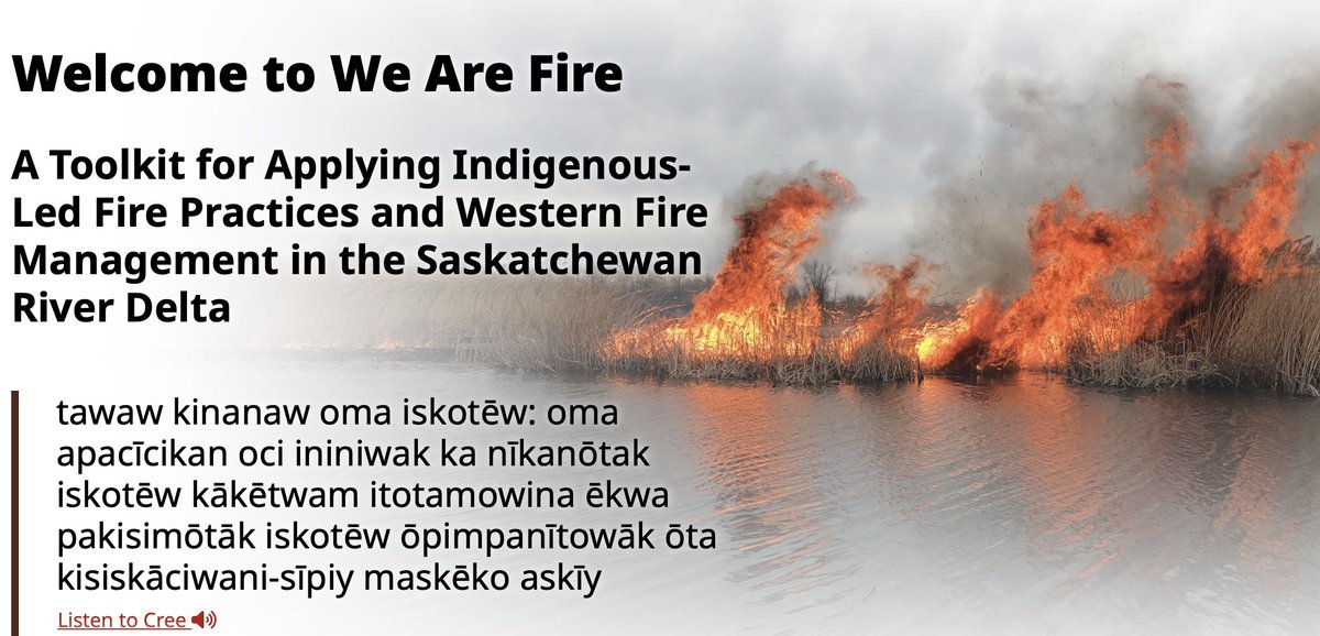 IAWF's tweet photo. Curious about #Indigenous fire stewardship? The new We Are Fire toolkit provides resources, best practices and lessons learned from generations of # Indigenous fire knowledge. See how this is already benefiting  muskrats, moose and more!
#Saskatchewan 
https://t.co/ABkcCLx4S1 https://t.co/0ol9oSjnUp
