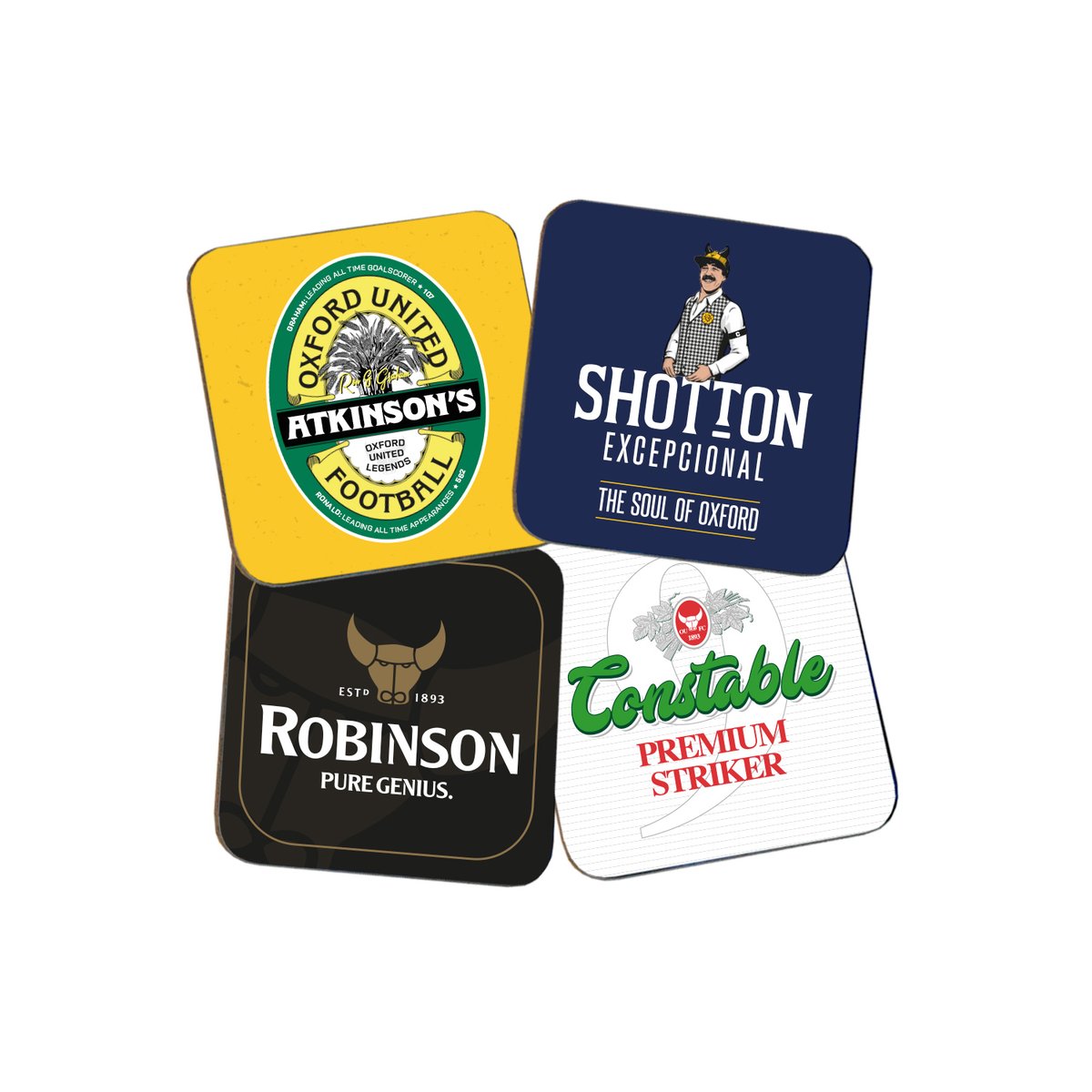 Brand New! Oxford United official player inspired, beer coaster set now available.

Limited edition, while stocks last // theterracestore.com/collections/ox…

Retweet, we are giving one set away for free! #oufc