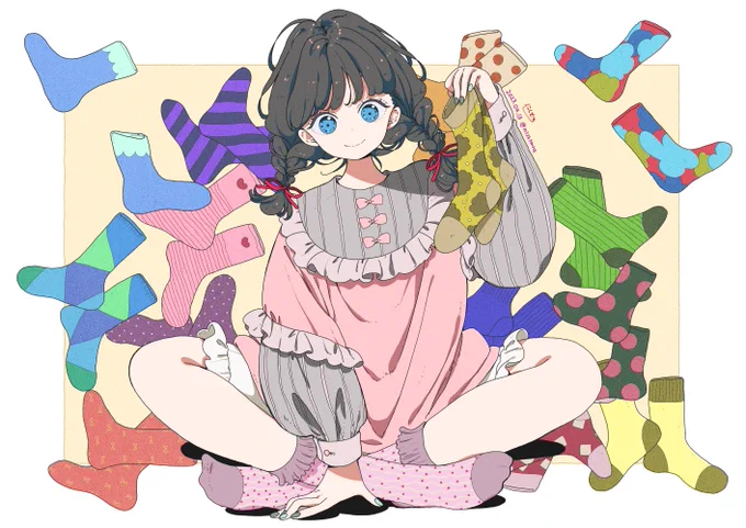 わたしの靴下コレクション  #Illustration #イラスト #創作