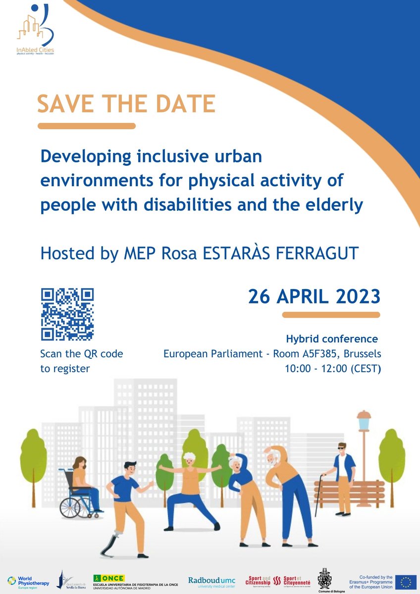 📢Have you already registered for the Conference on developing inclusive urban environments for #physicalactivity of people with disabilities and the elderly?

Join us on Wednesday, 26th of April 2023, online or in person!

🔗bit.ly/43cBmkG