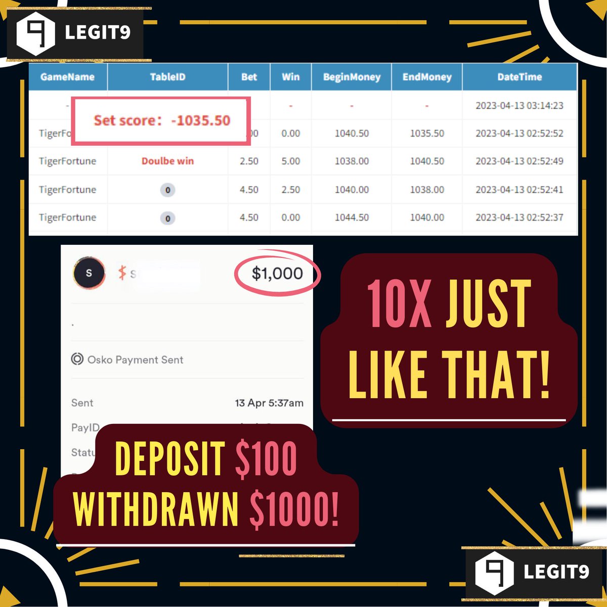 Legit9Aus's tweet photo. ANOTHER 10X! 💰💰🤩
$100 to $1000 just like that 😤

Come join and play with 👑LEGIT9👑 today and claim our promotions/bonuses available. Just message our customer service and find out what bonuses are eligible to claim!
https://t.co/viVUXv25mw https://t.co/dXNfAPhMGy