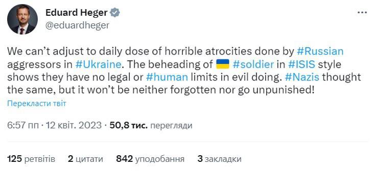 kardinal691's tweet photo. 🇸🇰 "This will not remain forgotten and unpunished": Prime Minister of #Slovakia #Heger about the video of the murder of a #Ukrainian military
#ukraine #putinisamasskiller #putinisawarcriminal @kardinal691 https://t.co/cbXzdNY3J9