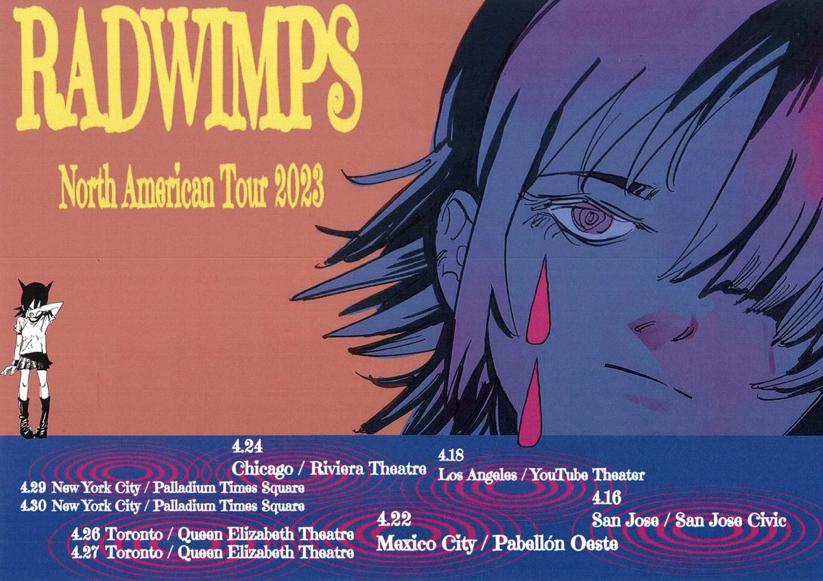ElVaila's tweet photo. RADWIMPS North American Tour 2023に参加します。
いよいよSan Joseからスタート！
全力で楽しむぞ～！🔥

https://t.co/CUfq9EBK8A
#RAD_NAtour2023 https://t.co/4DpfxiUl9i