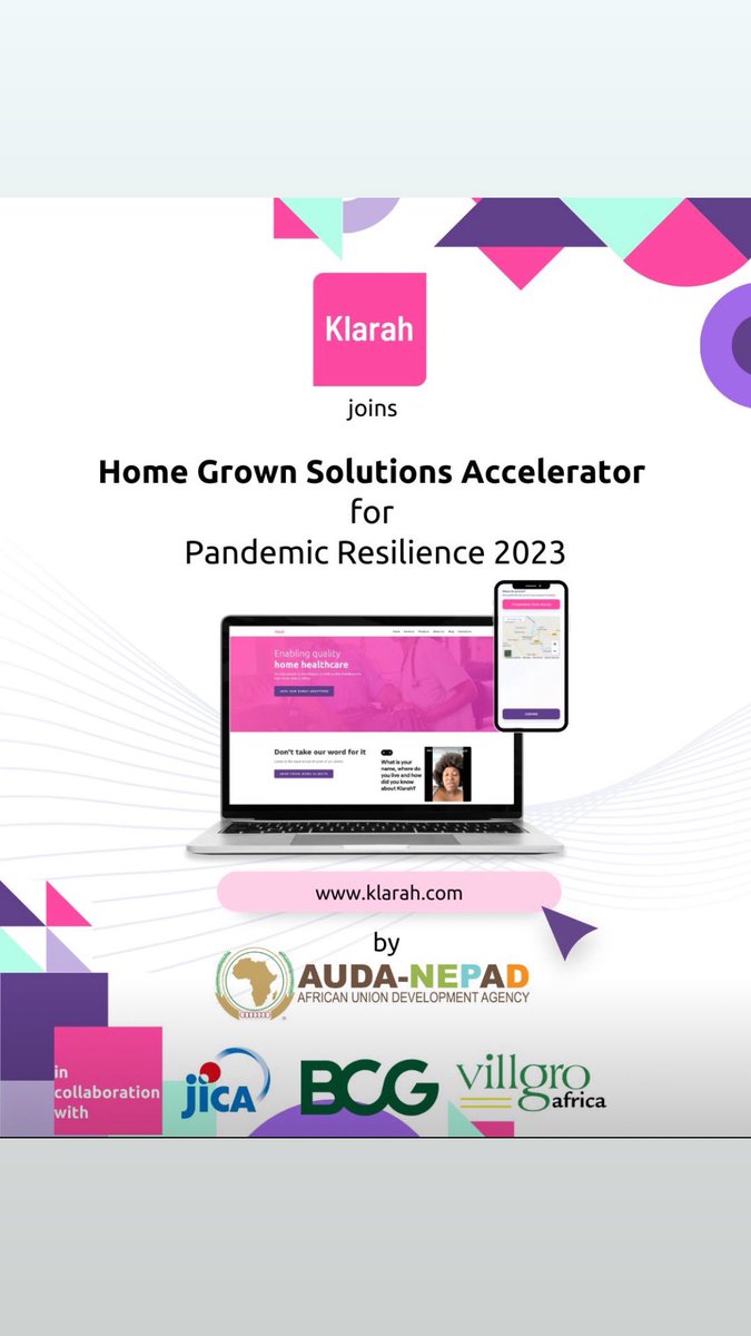 We heard the call to African health businesses by the <a href="/NEPAD_Agency/">AUDA-NEPAD</a>  HGS Accelerator and we responded!

“I am personally pleased to share with you that Klarah has joined the Home Grown Solutions Accelerator for Pandemic Resilience 2023!” <a href="/NurseInnocentia/">Innocentia</a> 

Lets go!