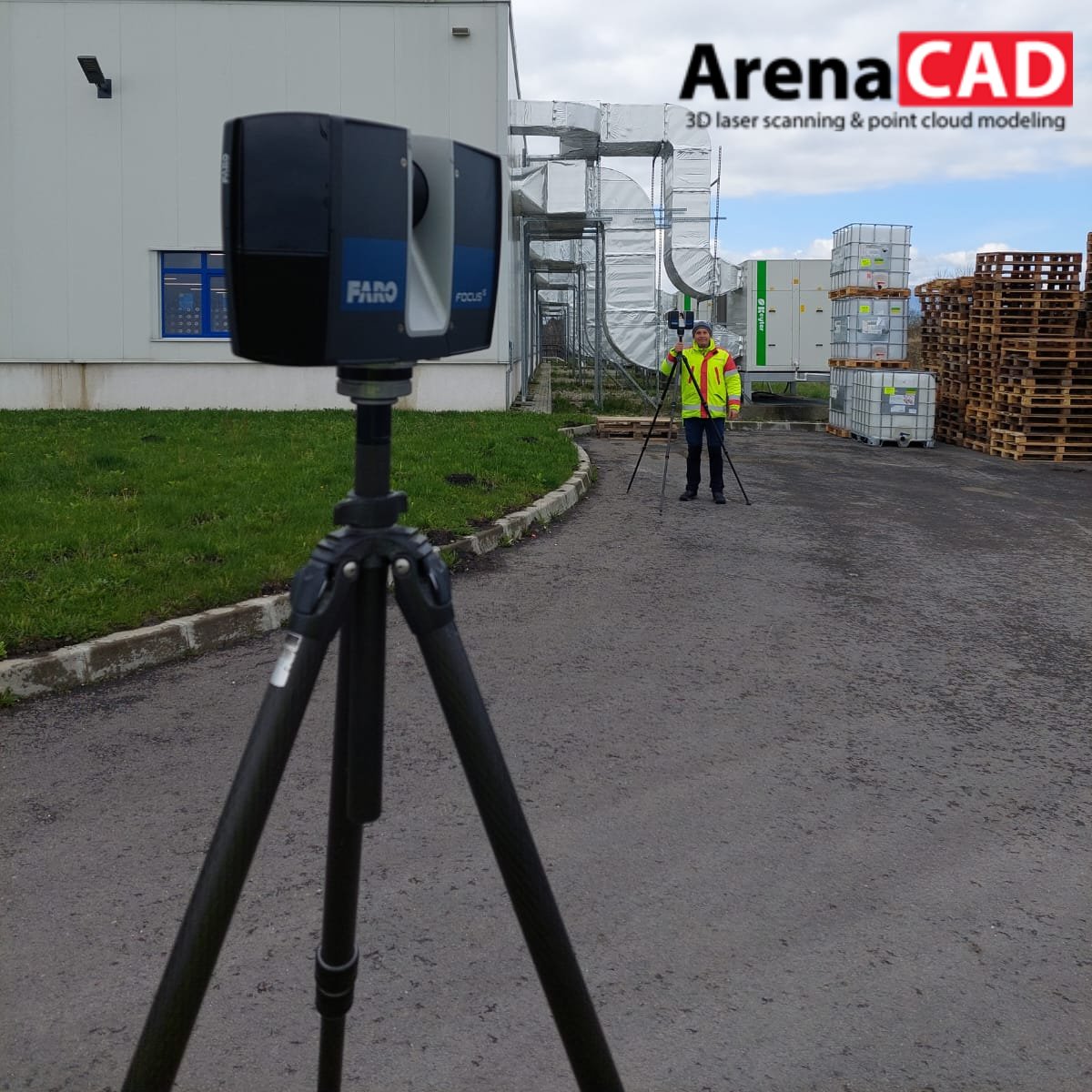 ArenaCad's tweet photo. Our field team is hard at work, scanning a factory in  Romania to create a topographic plan for vertical systematization. Excited to see the improvements this will bring to our global client's sewing thread production efficiency! #scanningteam #topographicalscans https://t.co/qdNgJs5bUo
