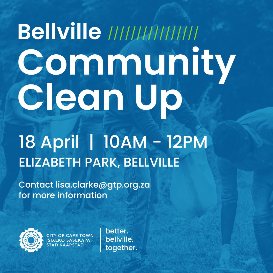 gtp_the's tweet photo. Join us for next our community clean-up on 18 April 2023 our clean-up will take place at Elizabeth Park in Bellville at 10h00.

For more information, kindly contact lisa.clarke@gtp.org.za. See you there!!

#betterbellvilletogether #myGTP #CoCT #bellville #recycling https://t.co/XrgYnHH8R6