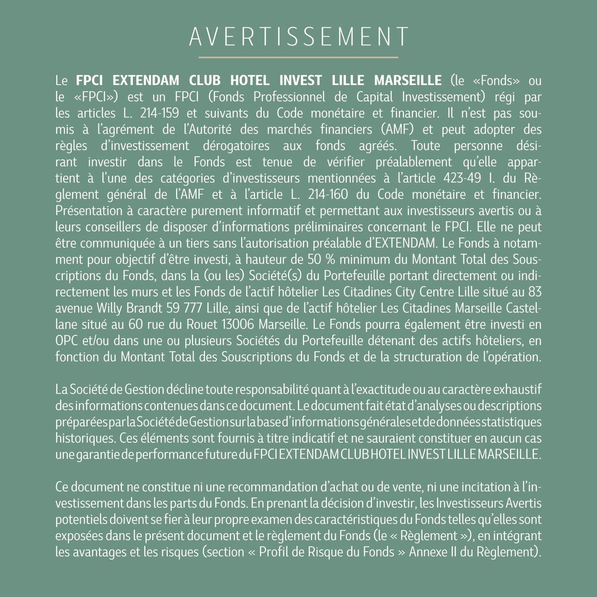 EXTEND_AM's tweet image. #Communicationpublicitaire 

Nous vous invitons à prendre connaissance des avertissements ci-dessous.

Ne manquez pas notre webinaire sur le lancement du FPCI EXTENDAM CLUB  HOTEL INVEST LILLE MARSEILLE, le 18 avril à 9h30. 

Inscrivez-vous dès maintenant: zoom.us/webinar/regist…