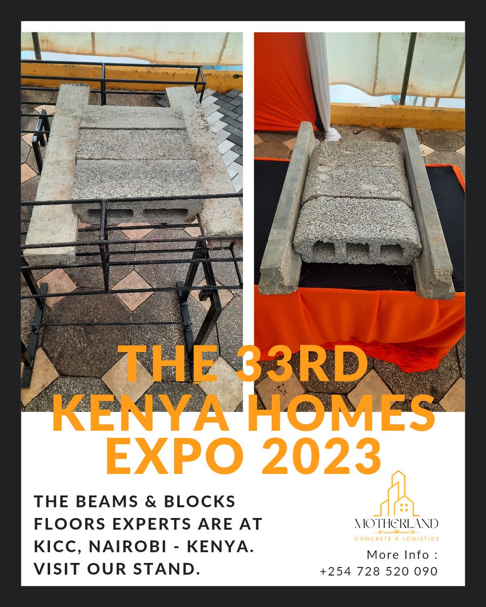 MotherlandCL's tweet photo. TBEAMS, FLAT BEAMS, PAVING BLOCKS (Cabros), READY MIX CONCRETE, RAPID PRECAST FENCES..
VISIT OUR STAND AT THE 33RD KENYA HOME EXPO 2023, 13TH - 16TH APRIL, 2023 to learn more about our comprehensive construction solutions.
#thekenyahomesexpo #tbeams #flatbeam #hollowblocks https://t.co/4aLtXGUyyp