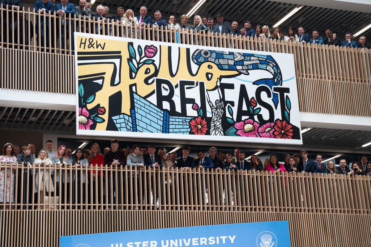 UlsterUni's tweet photo. "Sustain the peace and unleash this incredible economic opportunity. Young people in NI are on the cutting edge of sectors that are going to define so much of the future.” @POTUS https://t.co/eZNbbSgcbl