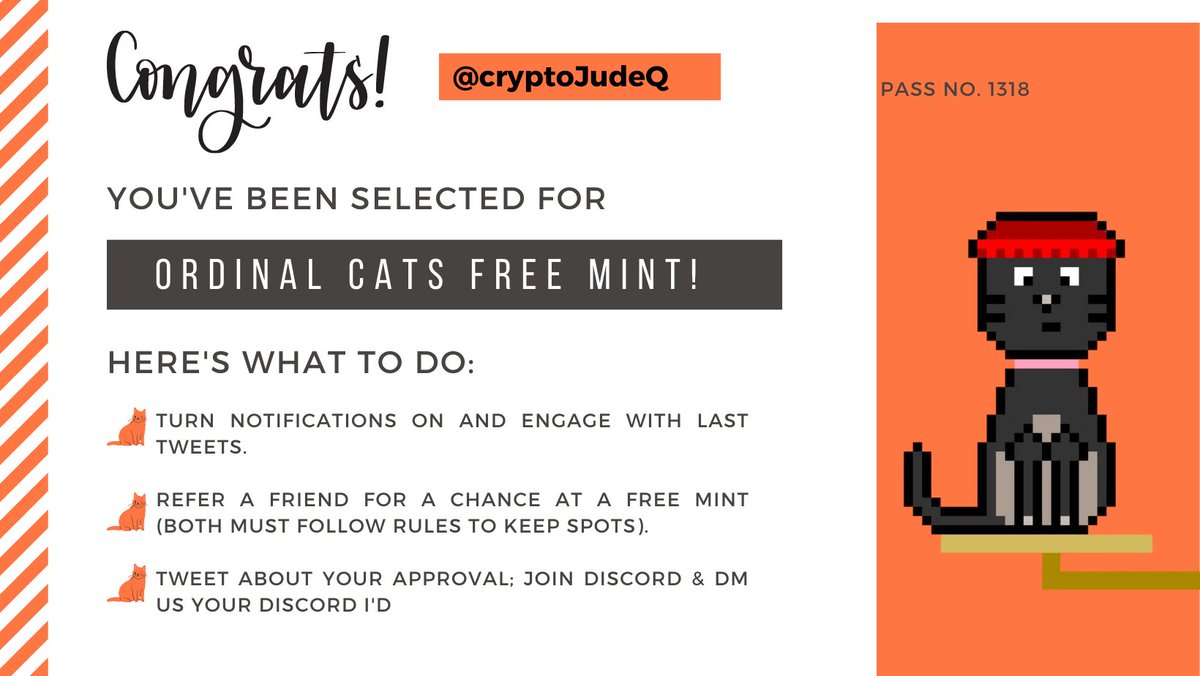 NFTJudeQ_'s tweet photo. Just got my #catlist
@OrdinalsCats https://t.co/5jJDDIfTXf