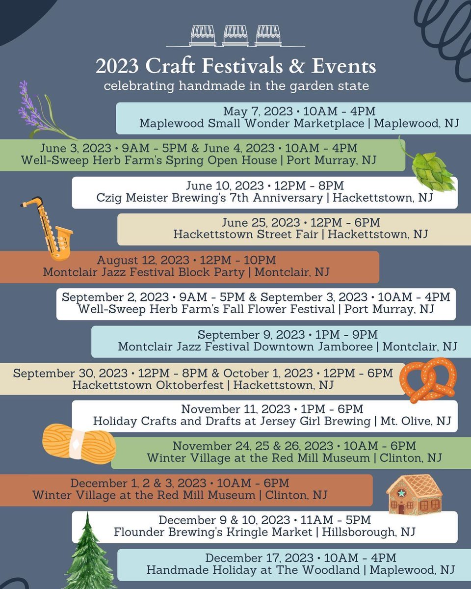 Celebrate handmade in the Garden State with Marketspace Vendor Events!

They recently announced their 2023 Craft Festivals &amp; Events, so you can plan to attend and enjoy a day of family fun and shopping with local merchants and makers…

Visit njparenting.com/events for details.