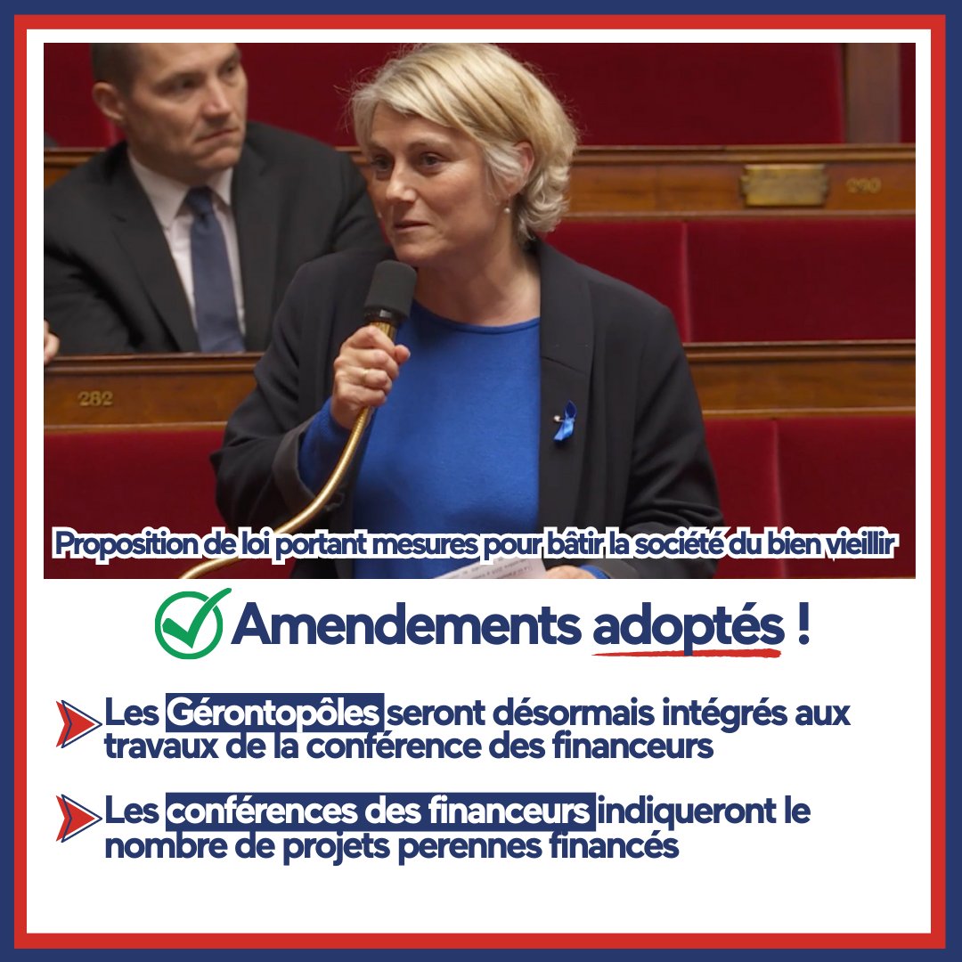 #PPLBienVieillir - Amendements adoptés ✅
     Acteur important dans la #prévention du maintien de l'#autonomie, le #Gérontopôle sera intégré aux travaux de la conférence des financeurs dans chaque territoire ! @DeputesRE