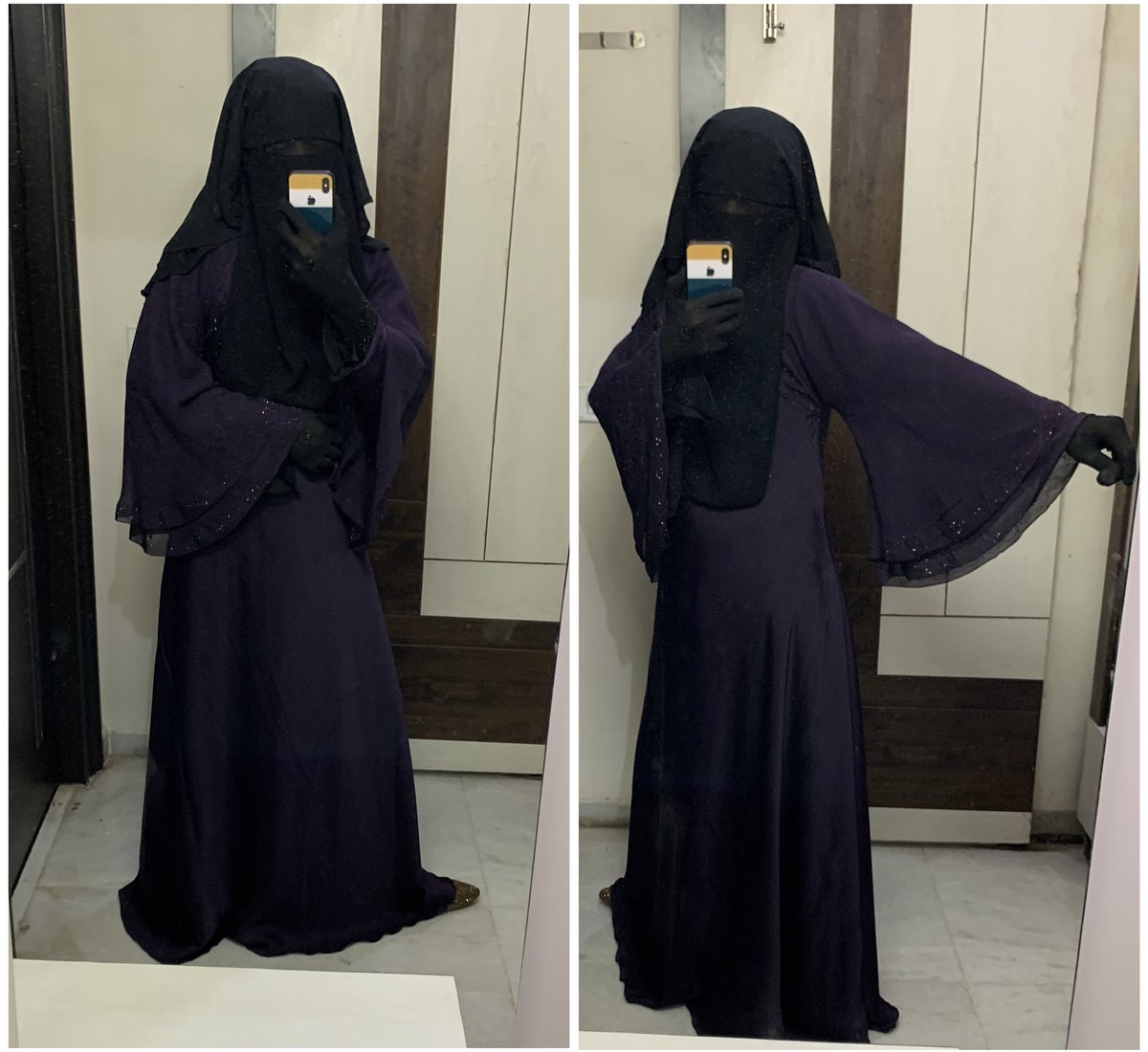 #niqabi #niqab #hijab #hijabi #purple #satin #silk #gloves #muslimah #burkhewali #burkha #abaya #burqa #satinburkha #veil #veiled #parda #eyelid