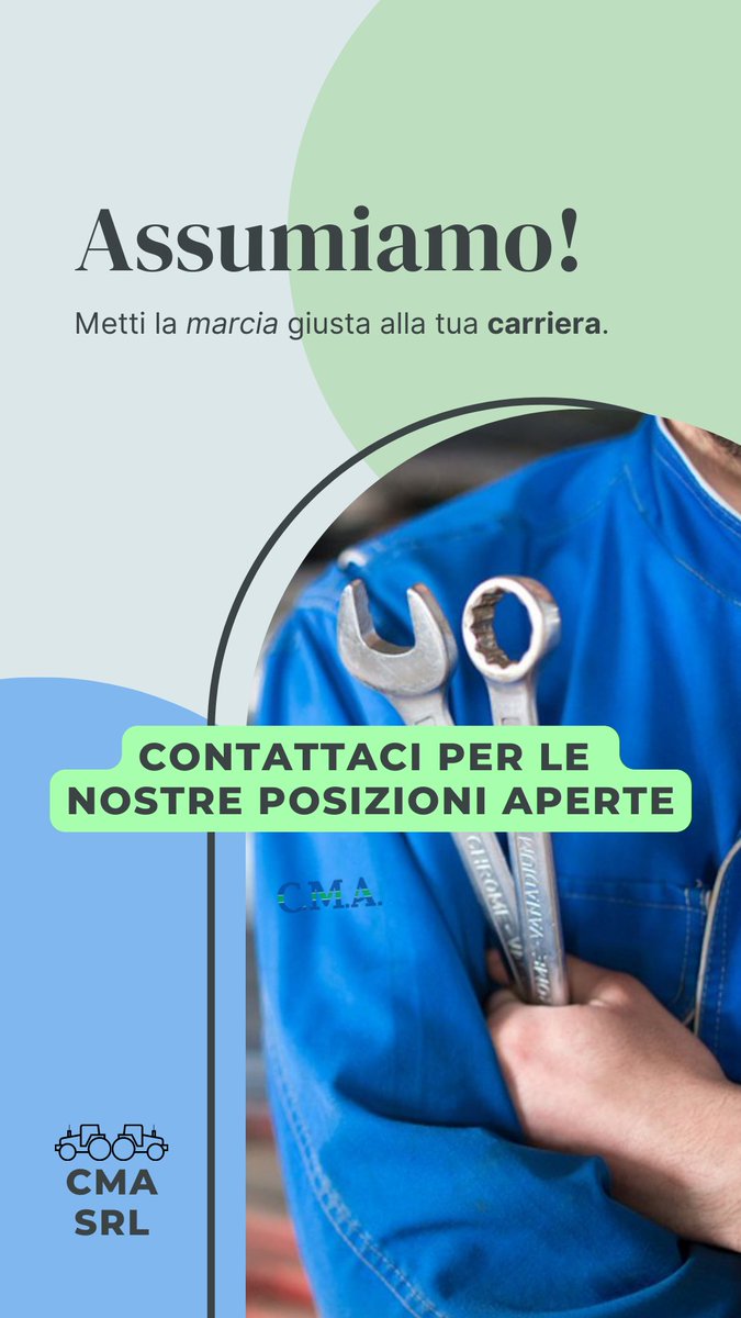 CMAsrl's tweet photo. #ASSUMIAMO!

Metti la marcia giusta alla tua #carriera.

Posizioni aperte:

- Meccanico
- Magazziniere
(anche alla prima esperienza)

Contatti:
- 3312314782
- franco.suanno@cmaeboli.com 
- https://t.co/cHB0xNl2R3

#CMAsrl #Recluting #Assunzioni #Lavoro https://t.co/9JsUnHu0Y5