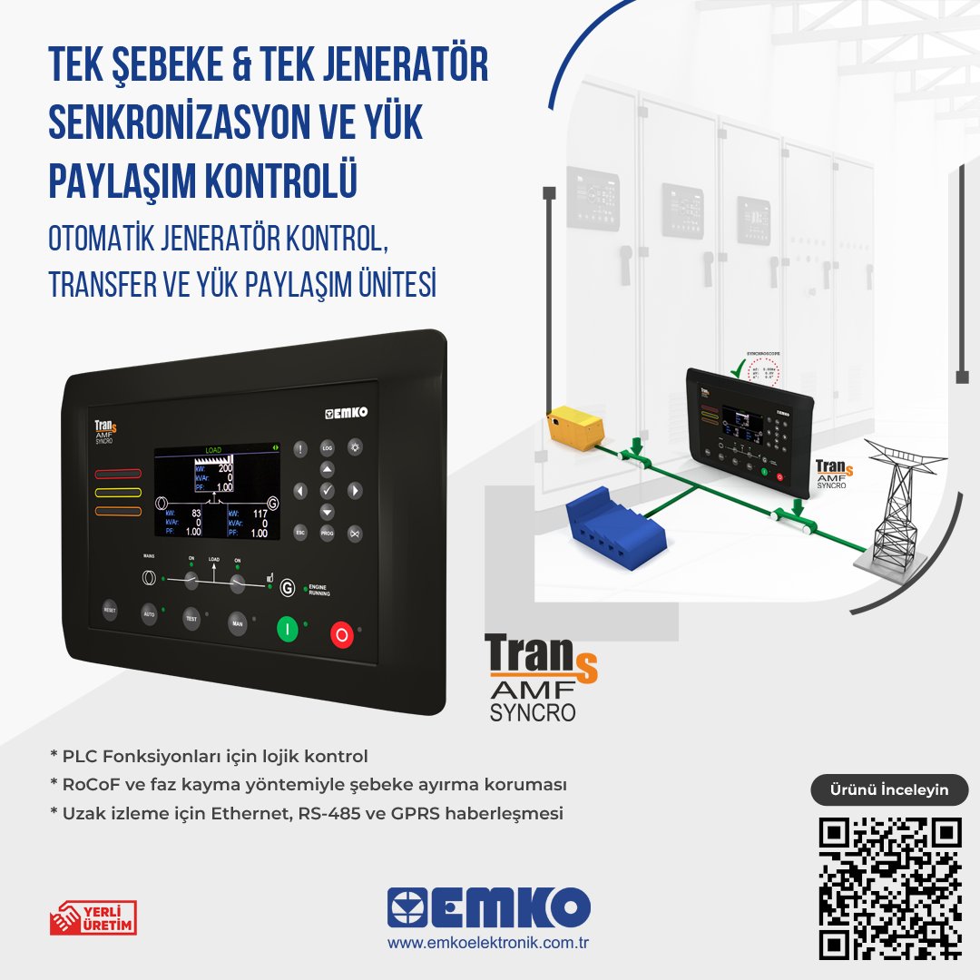 EmkoElektronik's tweet photo. Otomatik Jeneratör Kontrol, Transfer ve Yük Paylaşım Ünitesi (TRANS AMF SYNCRO)
TEK ŞEBEKE & TEK JENERATÖR SENKRONiZASYON ve YÜK PAYLAŞIMI KONTROLÜ
https://t.co/7v2YnF8rWF
#emkoelektronik #transamfsyncro #generator #genset #jeneratör #generatorcontrol #jeneratörkontrolcihazı https://t.co/oDbf4G0MRb