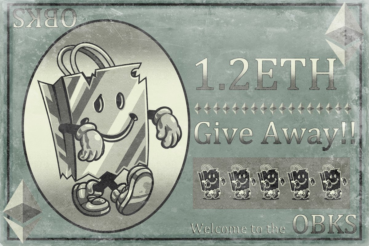 Discordのオープン記念に伴い、
総額1.2ethをGiveaway!!!

👑Winner
1 ETH × 1名
0.01 ETH × 20名

【⏰24h限定!!!】
👻参加方法

①Follow
<a href="/OBKS_official/">OBAKE_shoppers Ι NFT</a>
<a href="/pepes_eth/">🇯🇵</a>　

②❤️&amp;RT

③Join discord
↓招待リンク↓
discord.gg/2K73JFCD#NFT

#OBAKE_Shoppers
#OBKS
#GIVEAWAY
#ETH