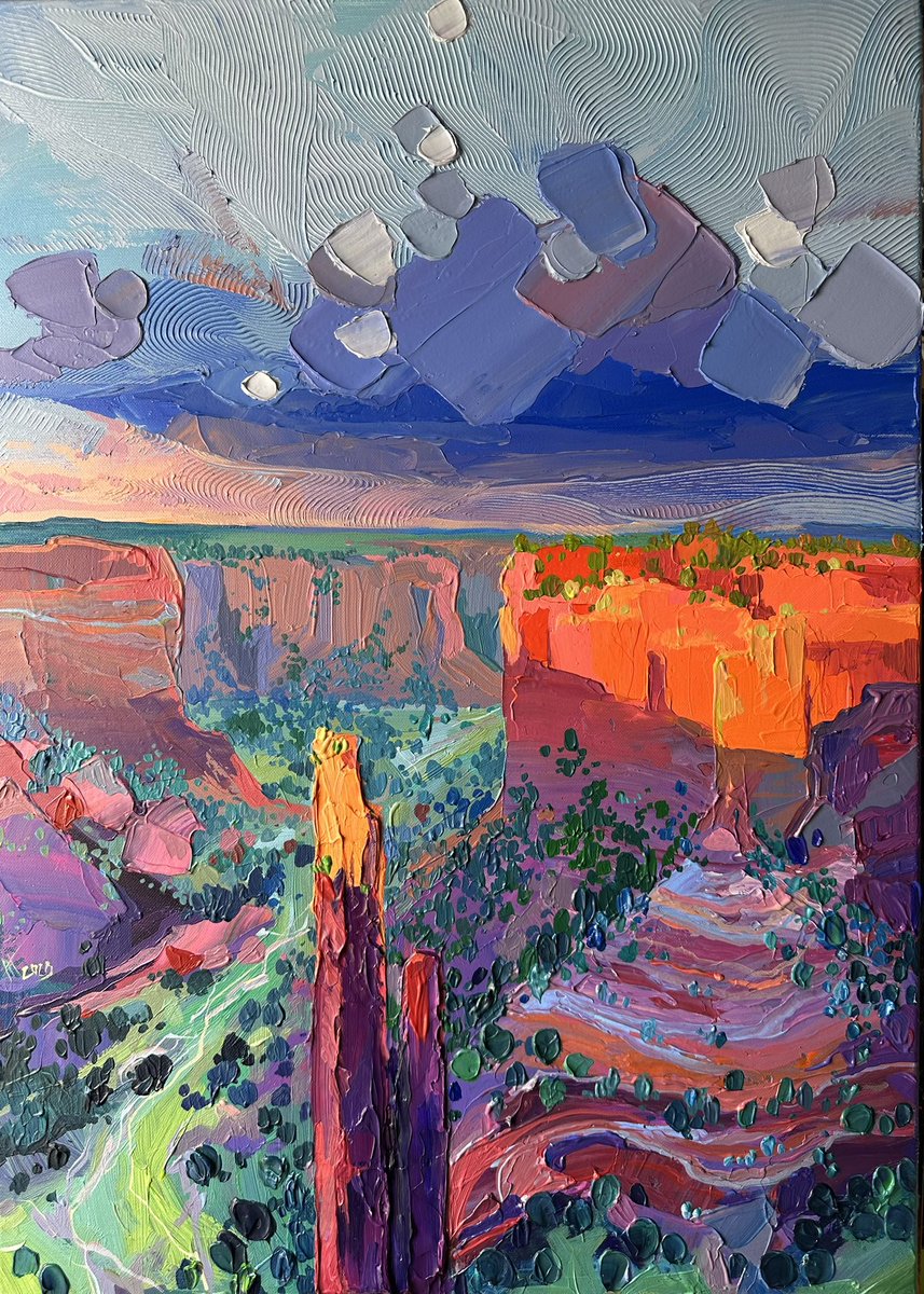 acrylic, canvas 50*70 cm "Grand Canyon.  Evening sun»