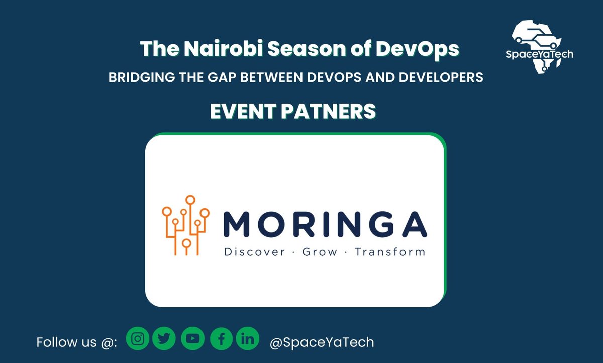 oxs127's tweet photo. Happening on Saturday is the @SpaceYaTech's Nairobi Season of DevOps, whose theme will be bridging the gap between DevOps and developers. It will be hosted in Moringa School with amazing speakers on the lineup. Come listen to them and ask questions on the AMA session #SYTDevOps https://t.co/LxCTFmi7Ew