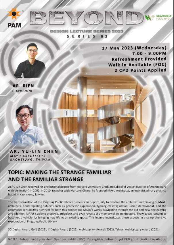 pam_architect's tweet photo. Dear PAM Member,

We are pleased to inform you that there will be an upcoming
Design Lecture Series (DLS). Below are the details of the lecture: https://t.co/vtq60D8LIo
