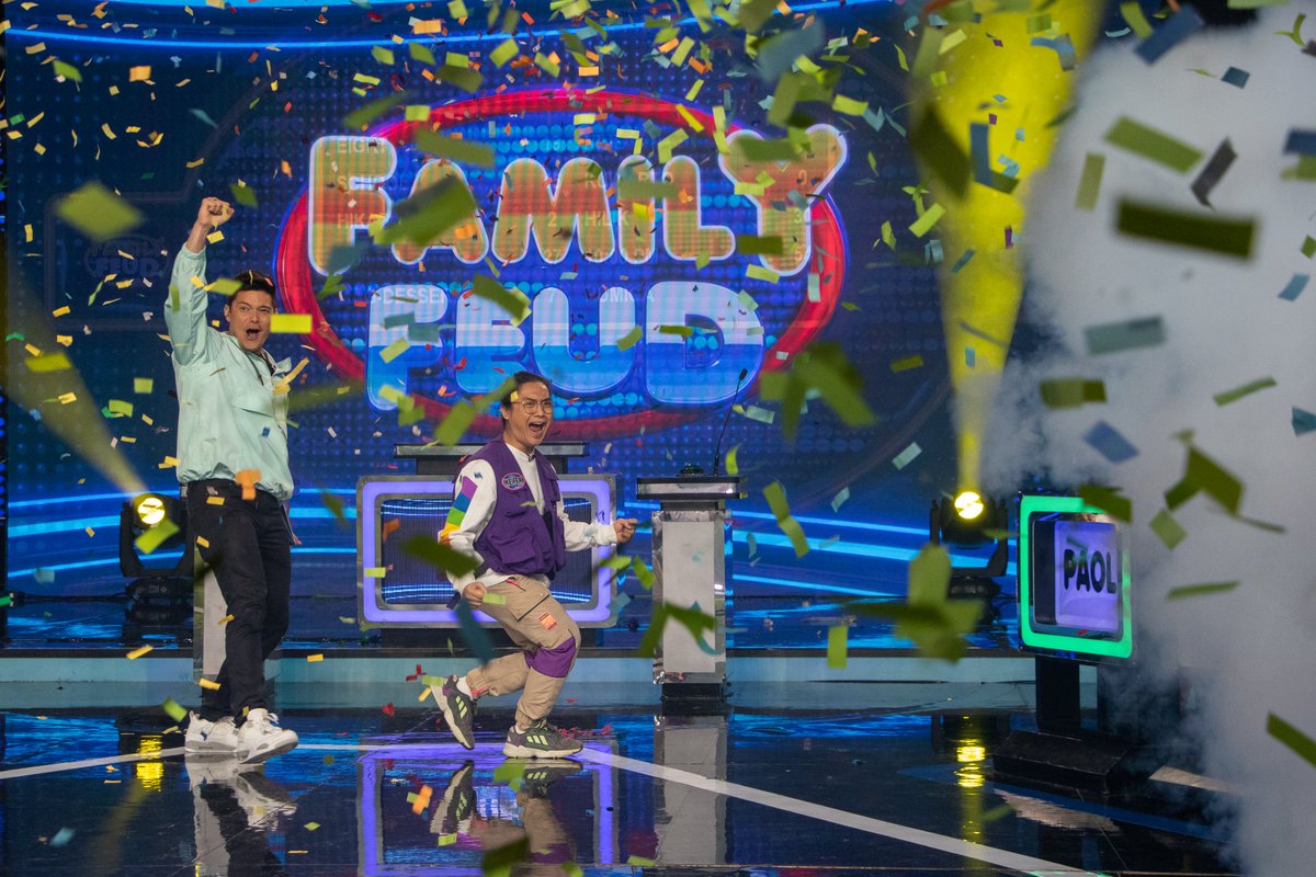 FamilyFeudPH's tweet photo. Congratulations, NATIONAL ANTEAM! Kayo ang JACKPOT WINNER for today's episode! Maraming salamat sa pagsali ninyo sa Family Feud, Ben&amp;Ben! 

#FamilyFeudBenAndBen | April 13, 2023
#FamilyFeudPH https://t.co/F185If8oqU