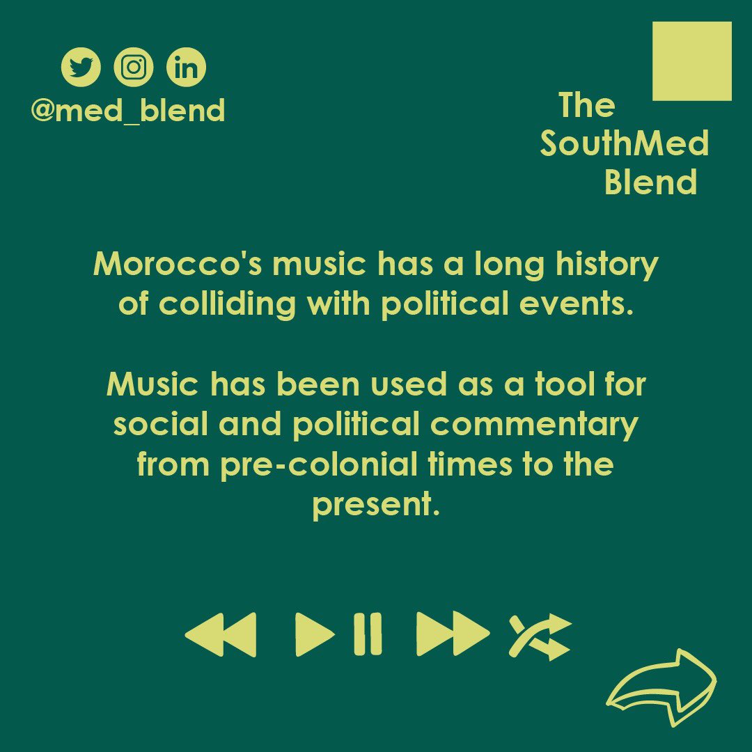 med_blend's tweet photo. 1/ Morocco 🇲🇦 has a long history of music and politics dating back to pre-colonial times. According to Driss Benali, author of "Music and Politics in Morocco," ruling elites used music as a tool of power and influence. #DrissBenali #Morocco #MusicAndPolitics https://t.co/uS2IjnGn6K