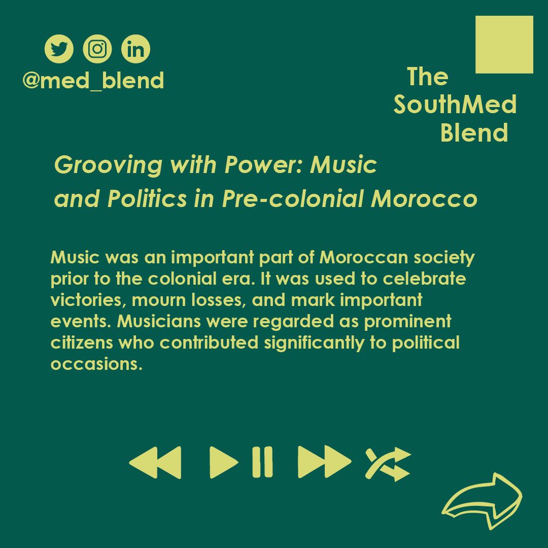 med_blend's tweet photo. 1/ Morocco 🇲🇦 has a long history of music and politics dating back to pre-colonial times. According to Driss Benali, author of "Music and Politics in Morocco," ruling elites used music as a tool of power and influence. #DrissBenali #Morocco #MusicAndPolitics https://t.co/uS2IjnGn6K