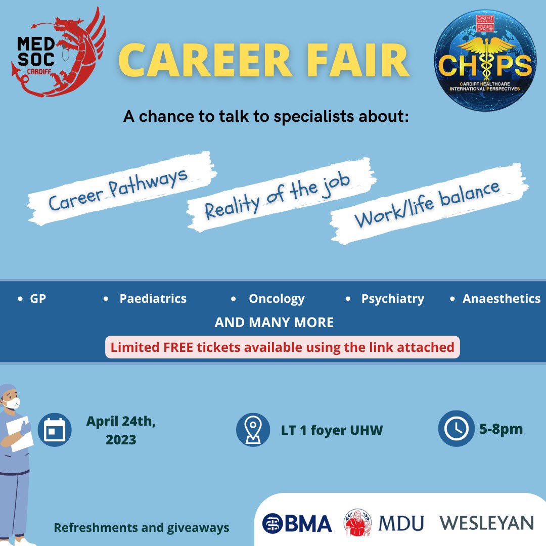 chips_cardiff's tweet photo. For those who are unsure about your future career path, do not be disheartened as we want to assure you, this is the right place to be at. Let us clear a path for you!

‼️ CHIPS Career Fair
Date: 24th April 2023
Time: 5-8pm
Venue: LT1 Foyer

Ticket link: https://t.co/5Fh0ufHDCj https://t.co/ioMdGsDG05