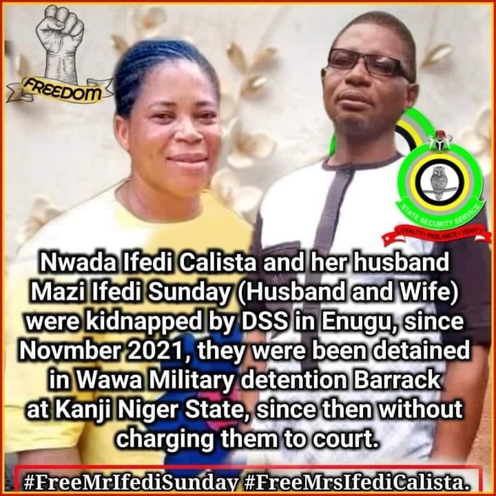 ChinasaNworu's tweet photo. Do you know that the #Nigerian #DSS has refused to release or charge this couples to court since their abduction in #Enugu and sudden disappearance on November 2021. Free Mrs Ifedi Ogochukwu Chalister.
Free Mr Ifedi Sunday. @real_IpobDOS @AmnestyNigeria @UN_Nigeria @EUinNigeria https://t.co/Tn09vP5wsL