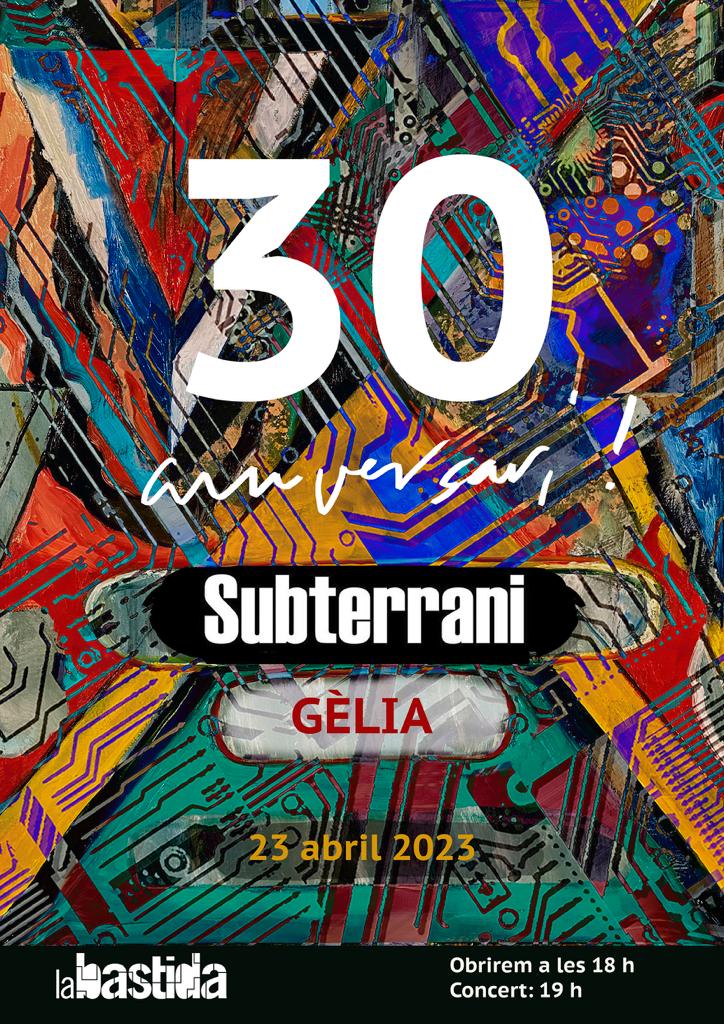 Subterraniradio's tweet photo. ja tenim cartell de la festa del 30 aniversari del @Subterraniradio! l'ha fet l'@arianmorera i estem contentíssims!!                                                                    
GÈLIA: @Gels_kg + #CèliaTortPujol: Gès+Cels+Cèlia tocaran cançons dels discos de Gèls... 😍 https://t.co/t0ILjEHzzn