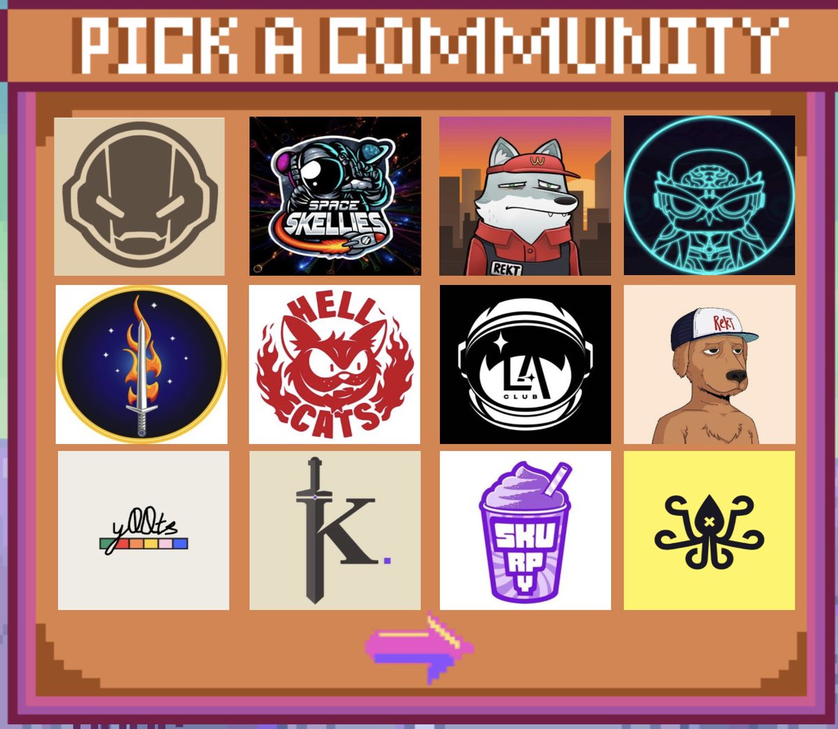 Arkadia_Park's tweet photo. Tagging Competing Communities (1/2)

@BrozoNFT
@SpaceSkellies
@rekt_gang
@OwlphaNFT
@Rebels__nft
@HellCatsNFT
@lonelyastro_nft
@rektdogs
@y00tsNFT
@GenK_NFT
@SkurpySocial
@Department_77
@GambullsCasino https://t.co/g7GlNuErhJ