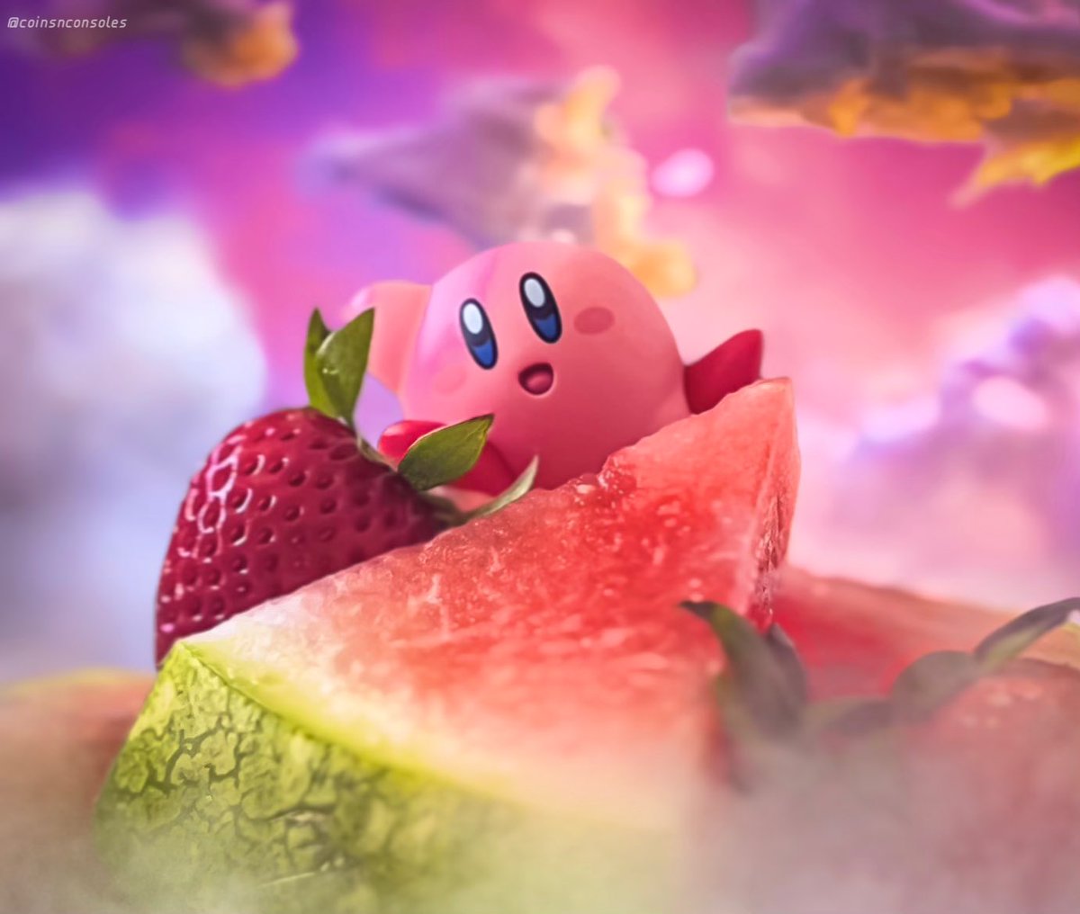 Amiibo Kirby is ready to roll at the Dream Buffet! 🍓🍉 

#NintendoSwitch #Nintendo #Kirby #KirbysDreamLand #Amiibo #カービィ #toyphotography #ニンテンドー