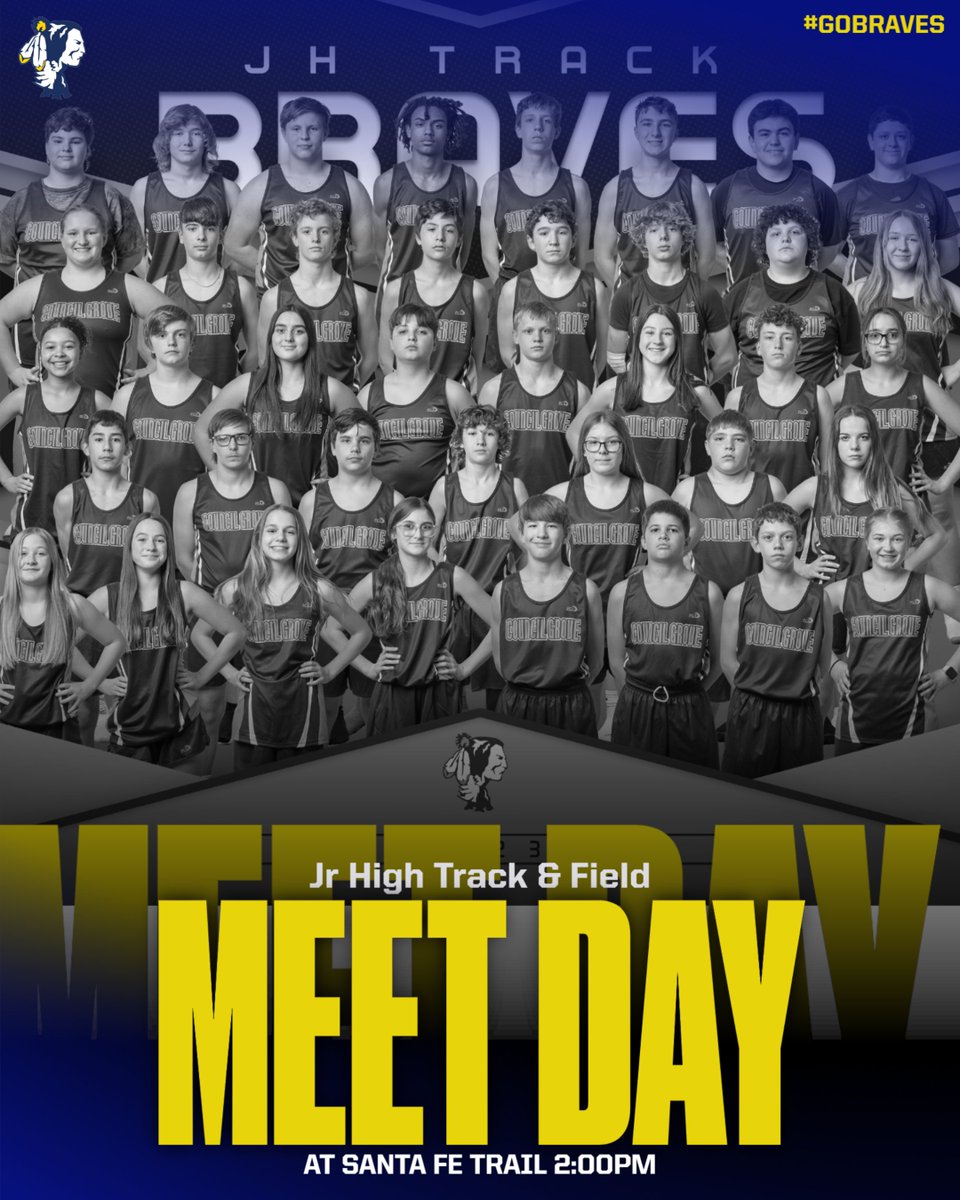 Good luck to the Jr High Track &amp; Field Team as they compete at Santa Fe Trail today. GO BRAVES!