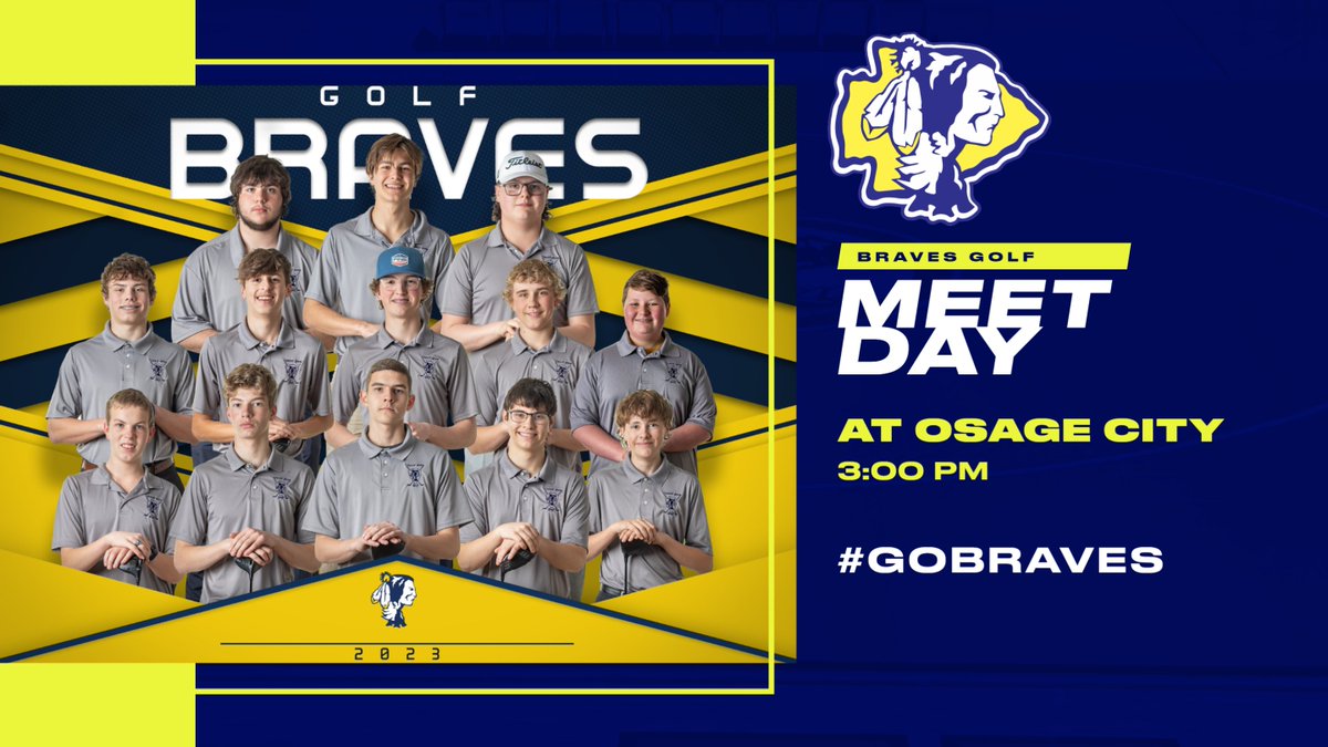 Good luck to the Braves Golf Team as they compete in the Osage City Golf Invitational today.  GO BRAVES!