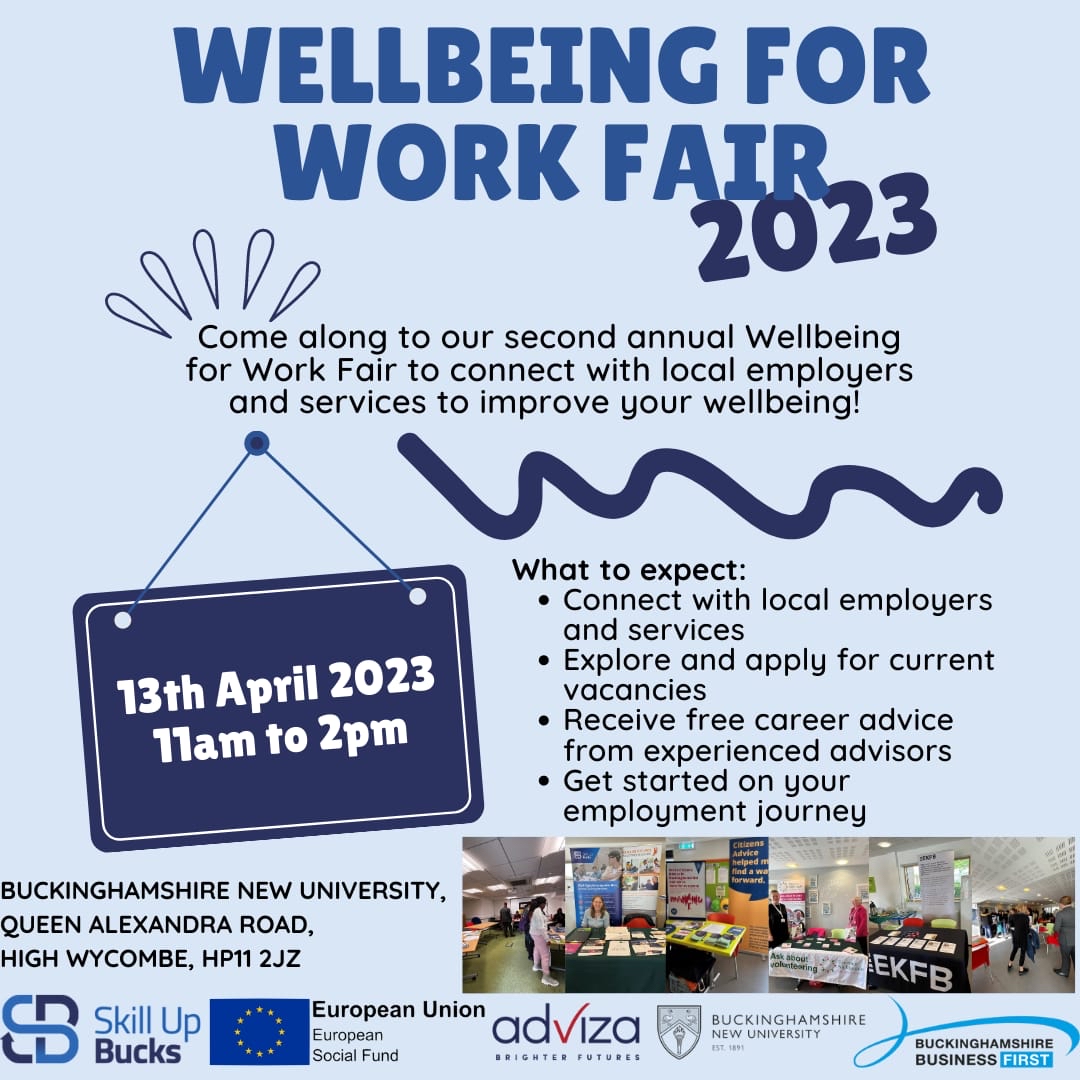 Join us at the Wellbeing for Work Fair today at Buckinghamshire New University!! 

Meet the Reliable Contractors Team. Connect with local employers, learn about current vacancies, and get free career advice. 

#career #vacancies #buckinghamshirejobs
