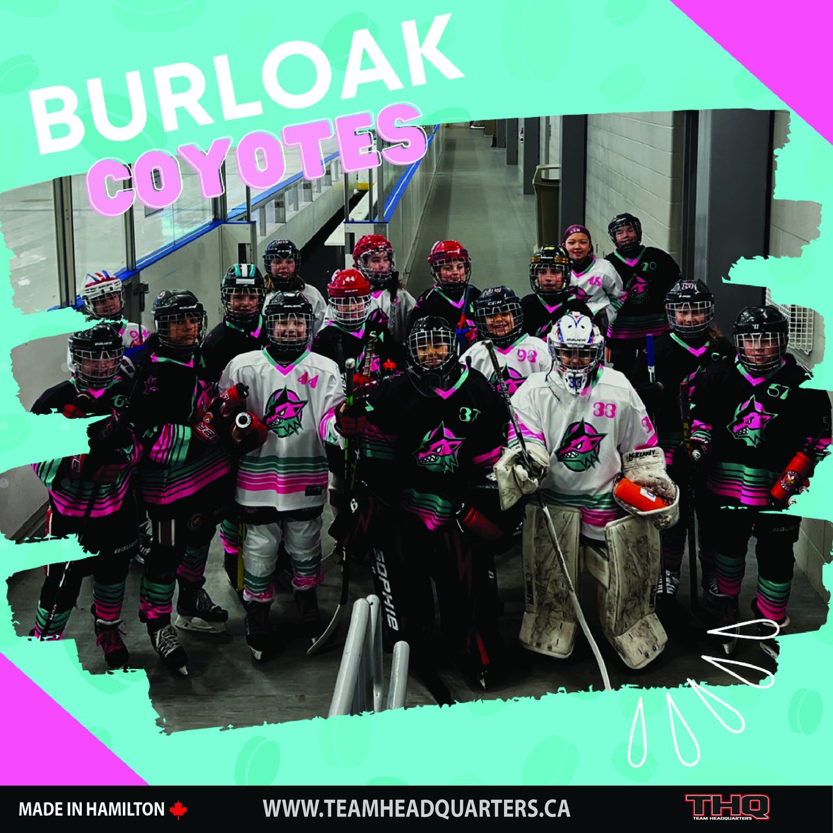Team_HQ's tweet photo. This pack of Burloak Coyotes is hitting the ice with a retro look this year! Thanks for choosing Nine-O to outfit your team! 
#GoLikeNineO #CustomJerseys #MadeInHamilton #HamOnt #MadeInCanada #CustomMade #LocallyMade #TeamApparel  #ShopLocal #THQ #NineO #Niko #NikoApparel https://t.co/50aDPw8uHP