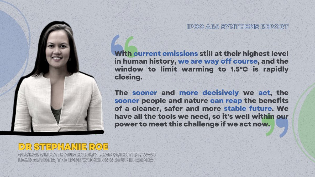 ClimateWed's tweet photo. With current emissions still at their highest level in human history, we are way off course, &amp; the window to limit warming to 1.5ºC is rapidly closing.

- Dr Stephanie Roe, WWF Global Climate and Energy Lead Scientist &amp; Lead Author on the IPCC Working Group III report #IPPCReport https://t.co/pmCheveINF