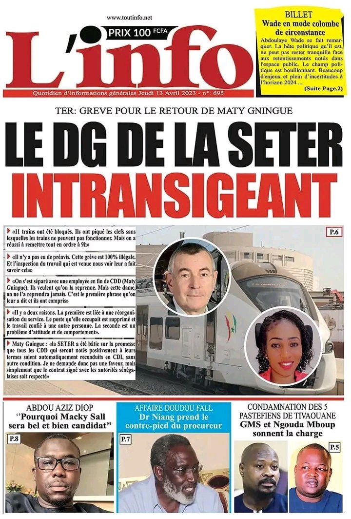 DameTague1's tweet image. Le Dg la Seter intransigeant 

La décision de licenciement de #Maty Gning est #irrévocable”