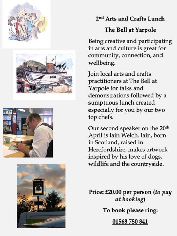 TheMortimerCom1's tweet photo. Arts &amp; Crafts Talk &amp; Lunch with @iaindwelch at The Bell at Yarpole - 20th April - Book Now! https://t.co/FoGfiVeDQf
