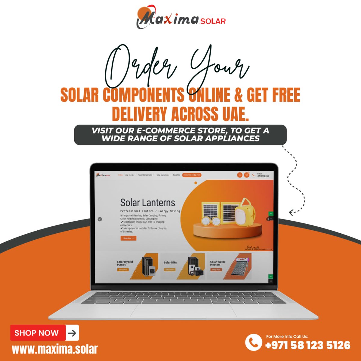 Maxima.Solar has a wide range of solar appliances at their E-commerce store where you get any solar components online according to your load needs. 
📞+971 58 123 5126
🌐maxima.solar
#maxima #solarappliances #solarcomponents  #solarsystem #solardistributor