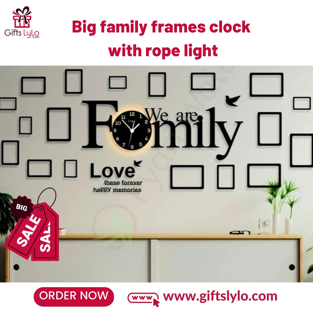 Big Sale📢
Big Family Frames Clock. 😍

🇵🇰 Home delivery all over Pakistan. 🇵🇰
💯QUALITY GUARANTEED

SHOP NOW👇
giftslylo.com/products/big-f…
.
.
.

#giftslylo #familyclock #acrylicwallclock #modernclock #homedecor #walldecor #minimalistdesign
